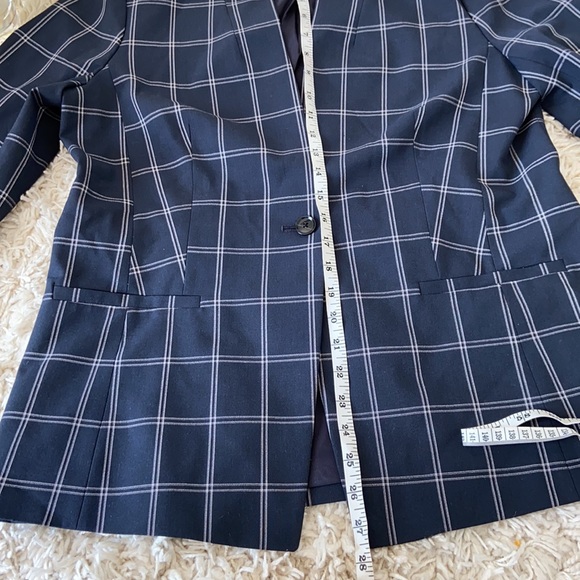 Banana Republic Navy Blue Bell Sleeve Plaid Blazer - Picture 7 of 13